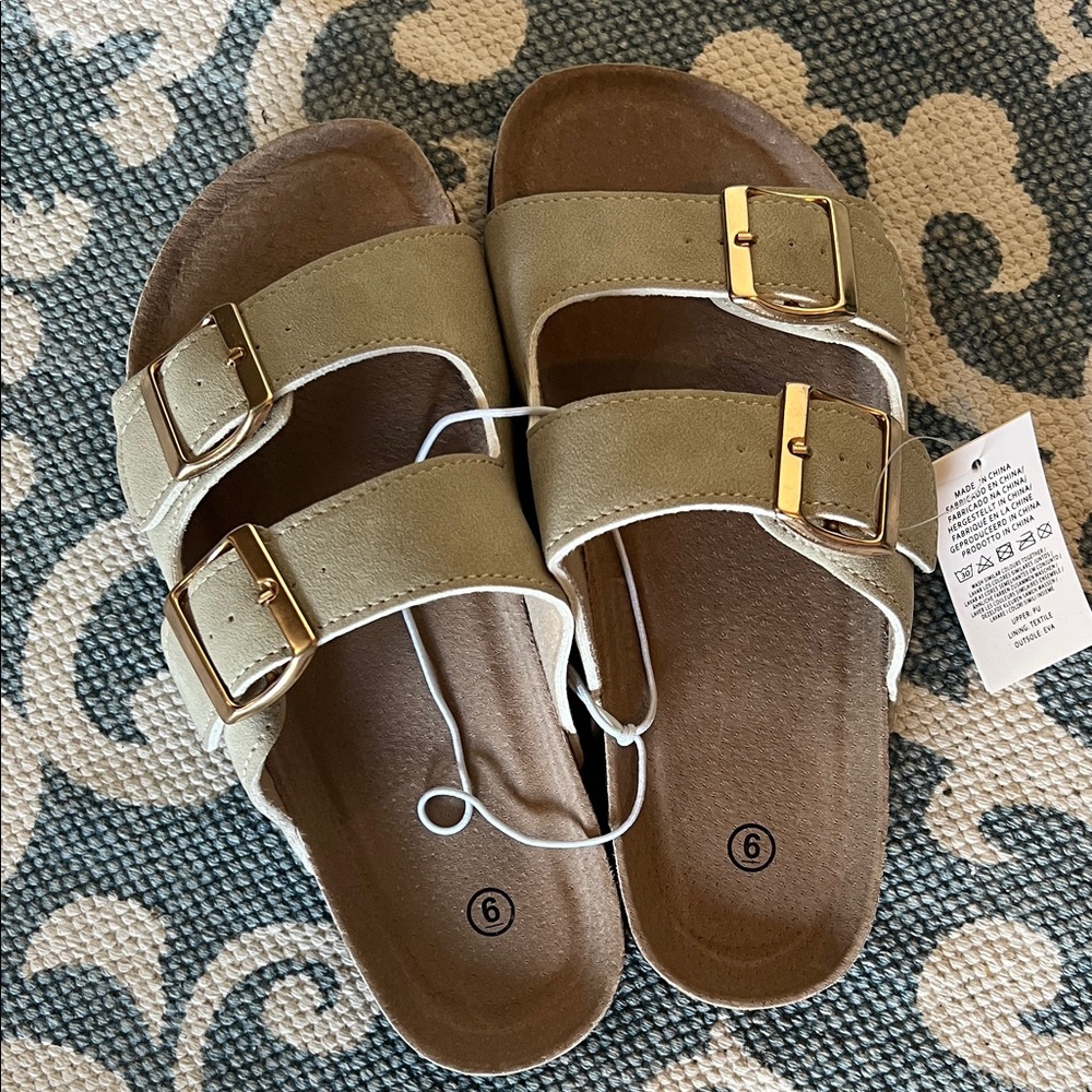 Women's Sandals with Gold Buckles